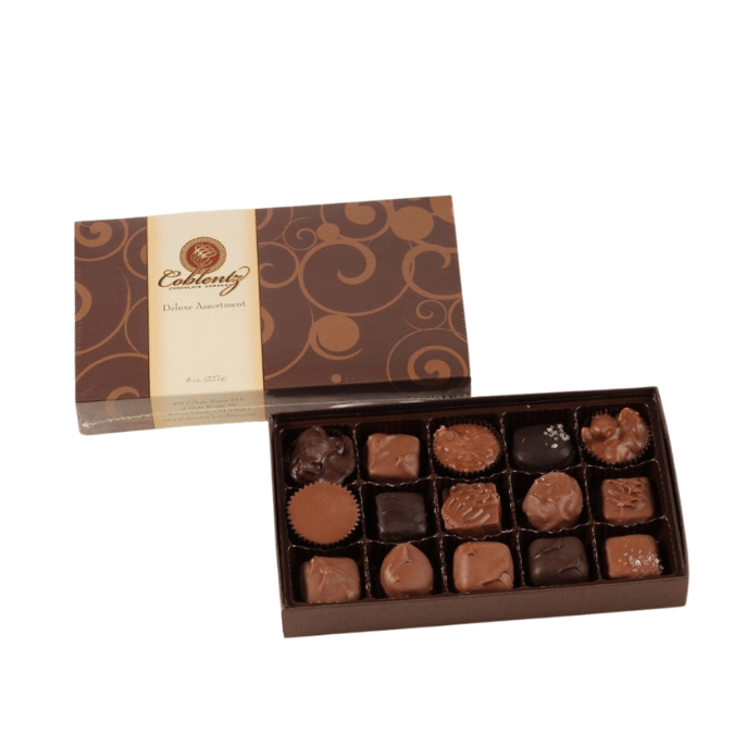 Deluxe 8 oz Chocolate Gift Box – Coblentz Chocolate Company - Anaheim Hills Florist