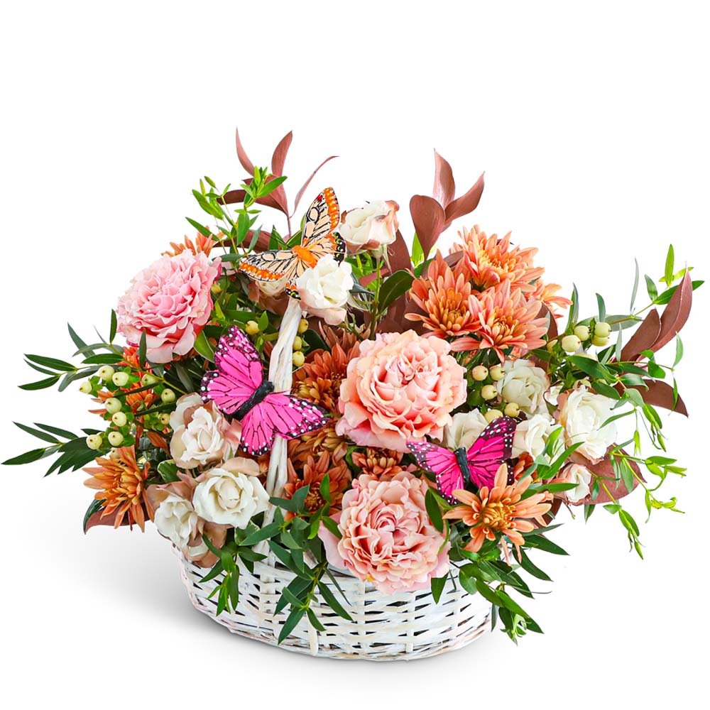 Cappuccino Cascade Basket with Butterflies - Anaheim Hills Florist