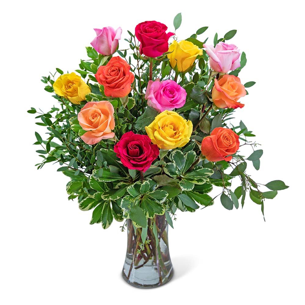One Dozen Vibrant Roses - Anaheim Hills Florist