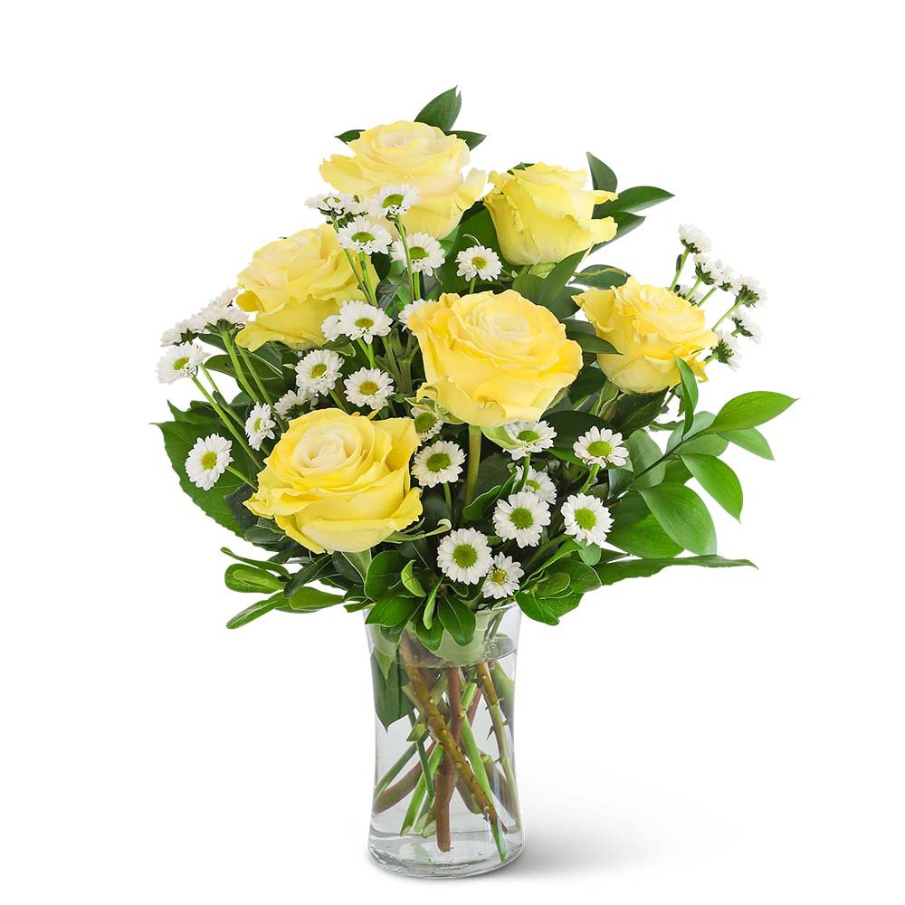 Yellow Roses with Daisies - Anaheim Hills Florist