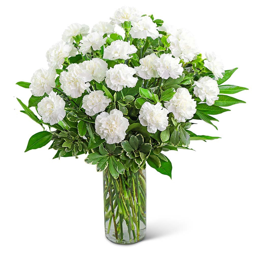 White Carnations Vase - Anaheim Hills Florist