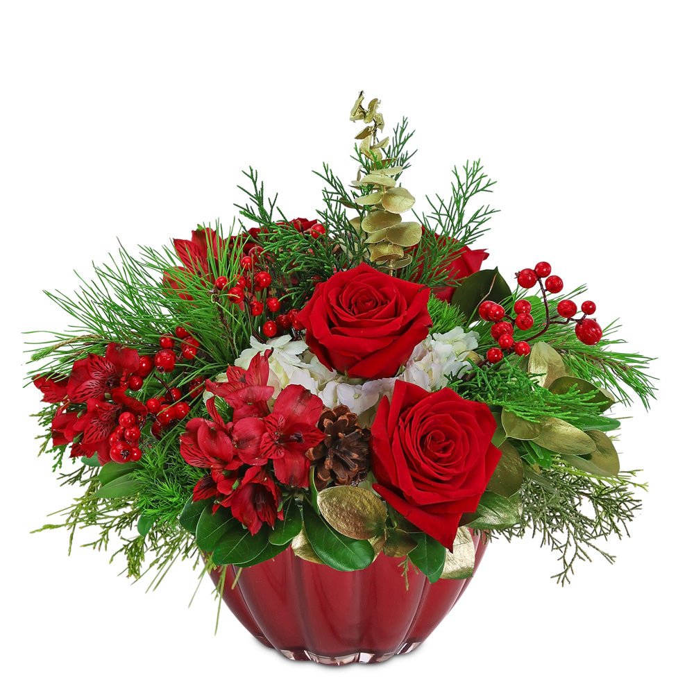 Vibrant Red Holiday Centerpiece - Anaheim Hills Florist