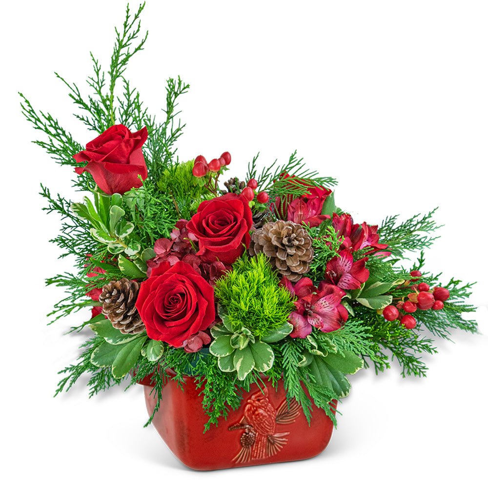 Cranberry Rose Cardinal Stoneware Keepsake - Anaheim Hills Florist
