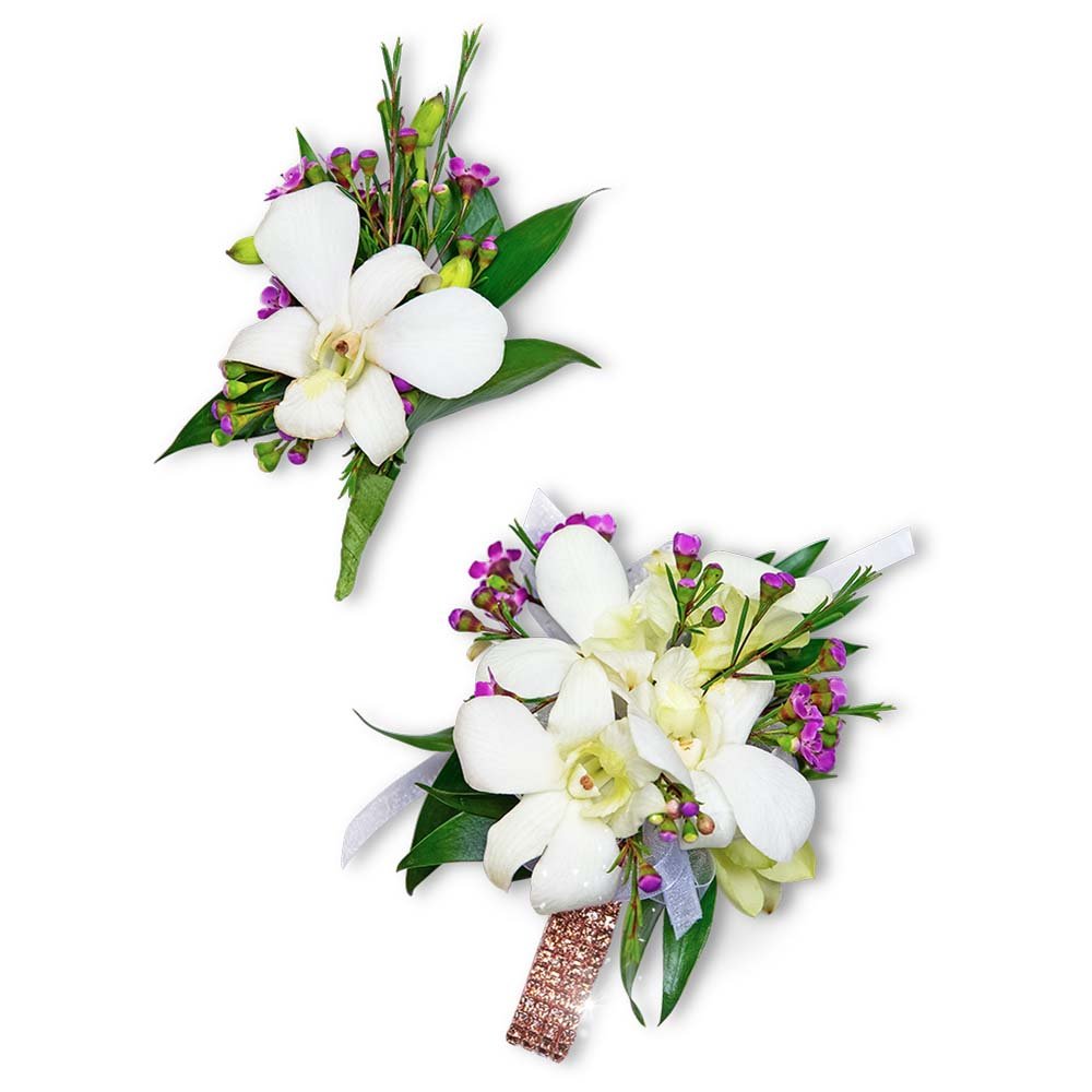 Flawless Corsage and Boutonniere Set - Anaheim Hills Florist