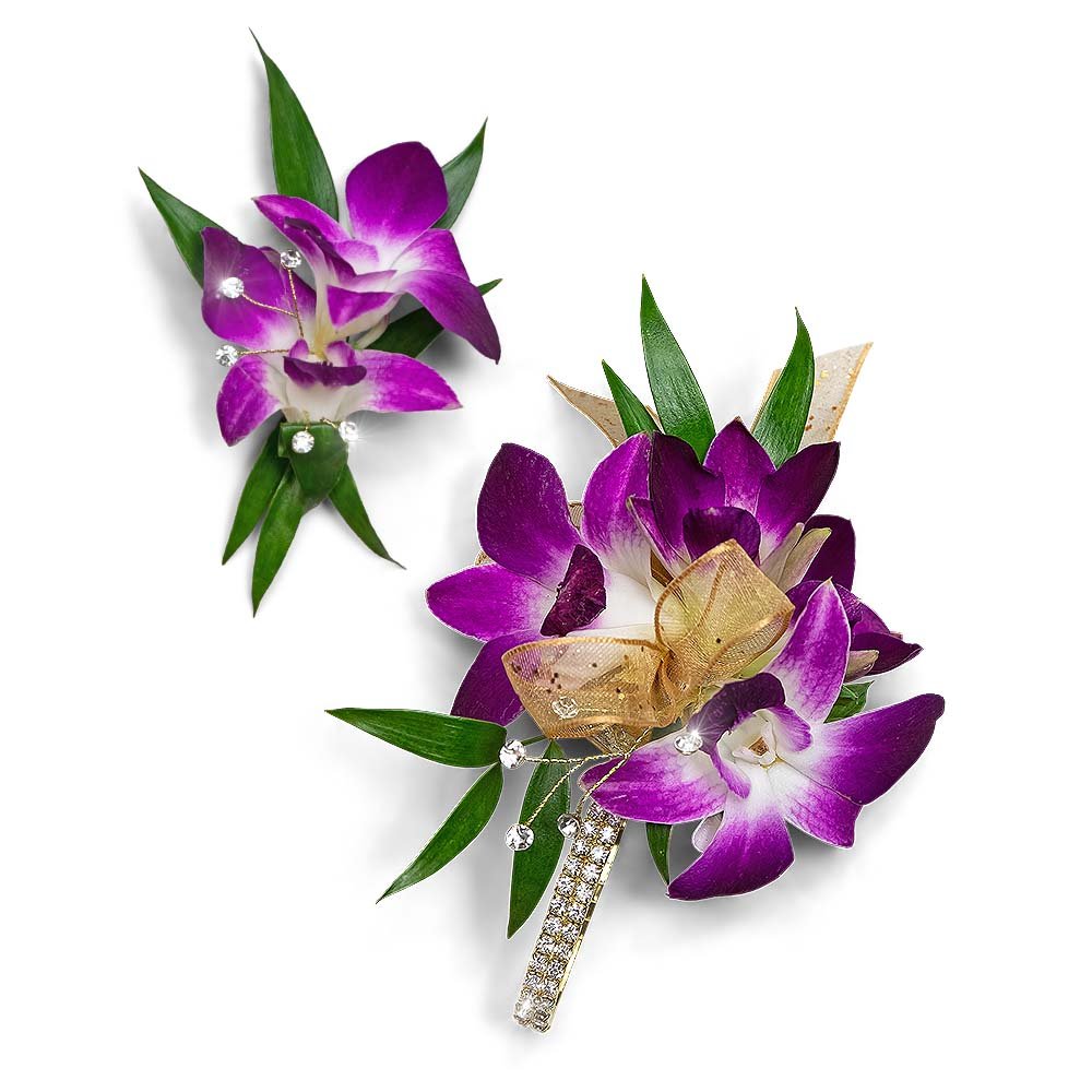 Wanderlust Corsage and Boutonniere Set - Anaheim Hills Florist