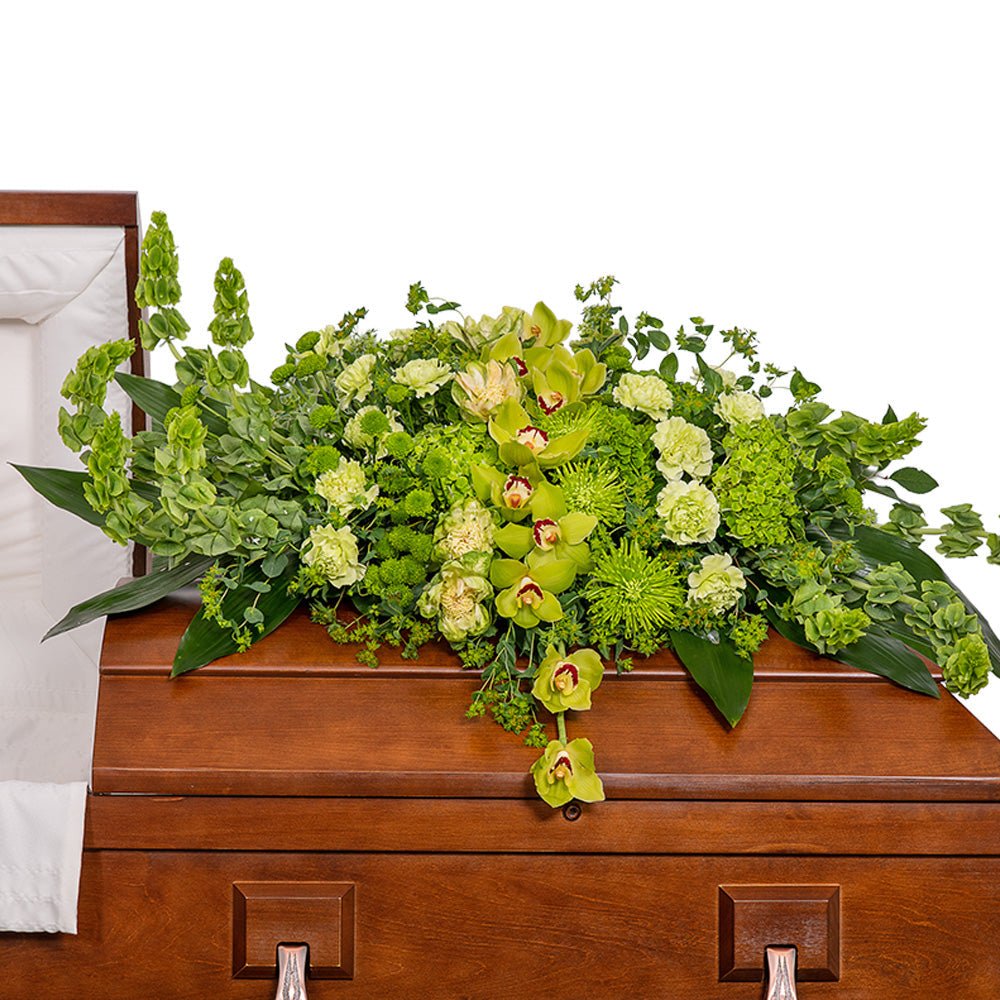 Tranquil Oasis Casket Spray with Orchids - Anaheim Hills Florist