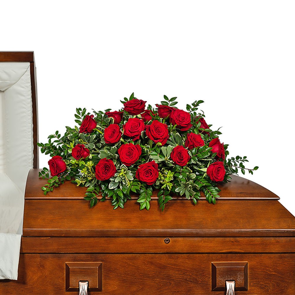 18 Rose Casket Spray - Anaheim Hills Florist
